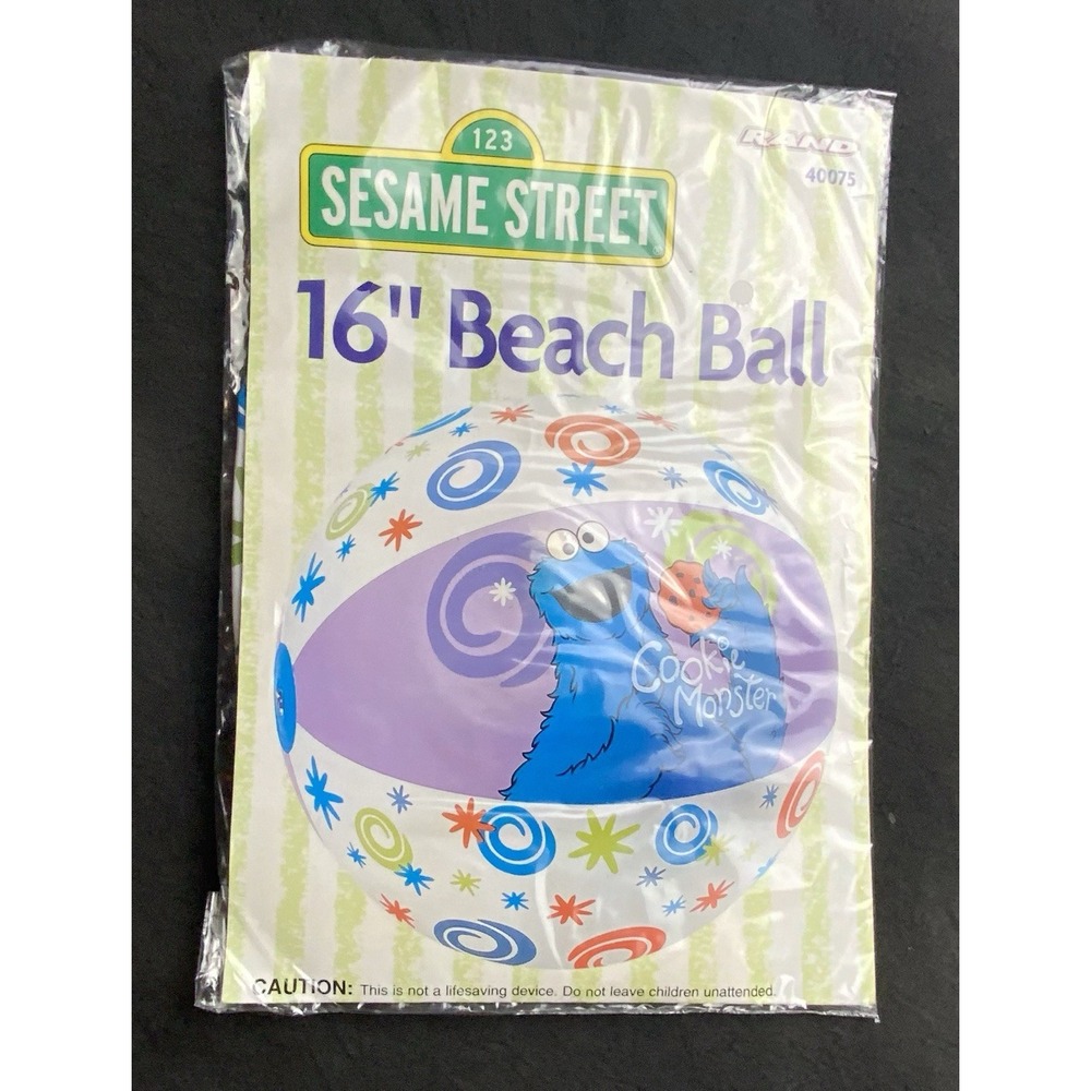 Y2K‎ Vintage Sesame Street Cookie Monster 16" Beach Ball RAND
